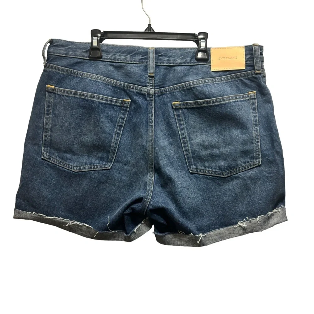 Everlane Denim Short Size 31 Organic Cotton Cut Off Rolled Hem Mid Rise Blue - Picture 2 of 9